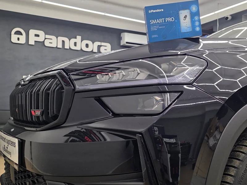 Detail přídě Škody Kodiaq 2026 se sadou Pandora Smart Pro na kapotě